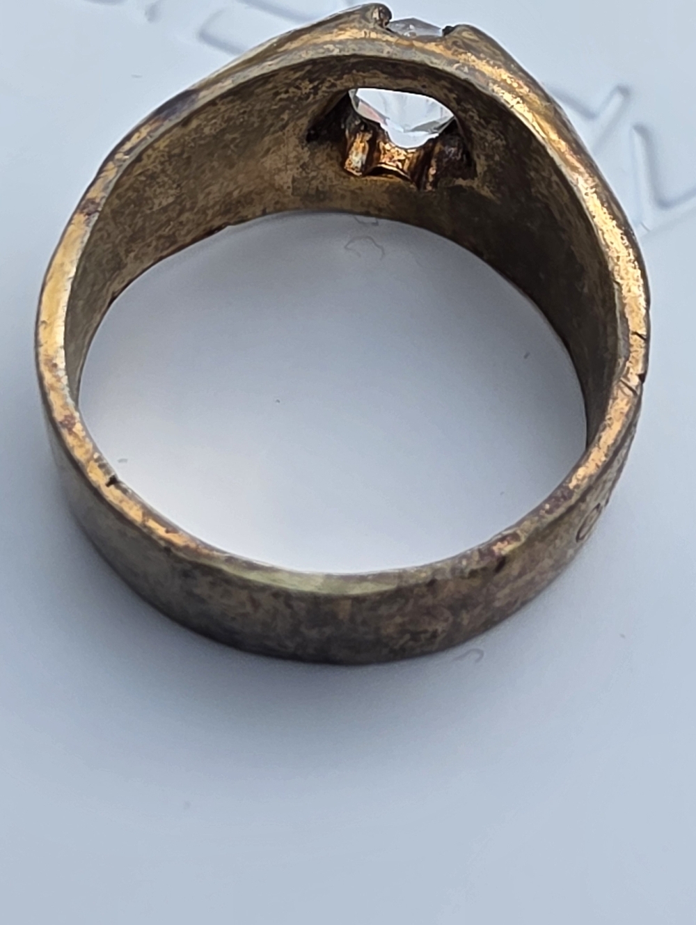 Antique Old Mine Cut Buttercup Style Bronze Ring Belcher Setting - Picture 12 of 15
